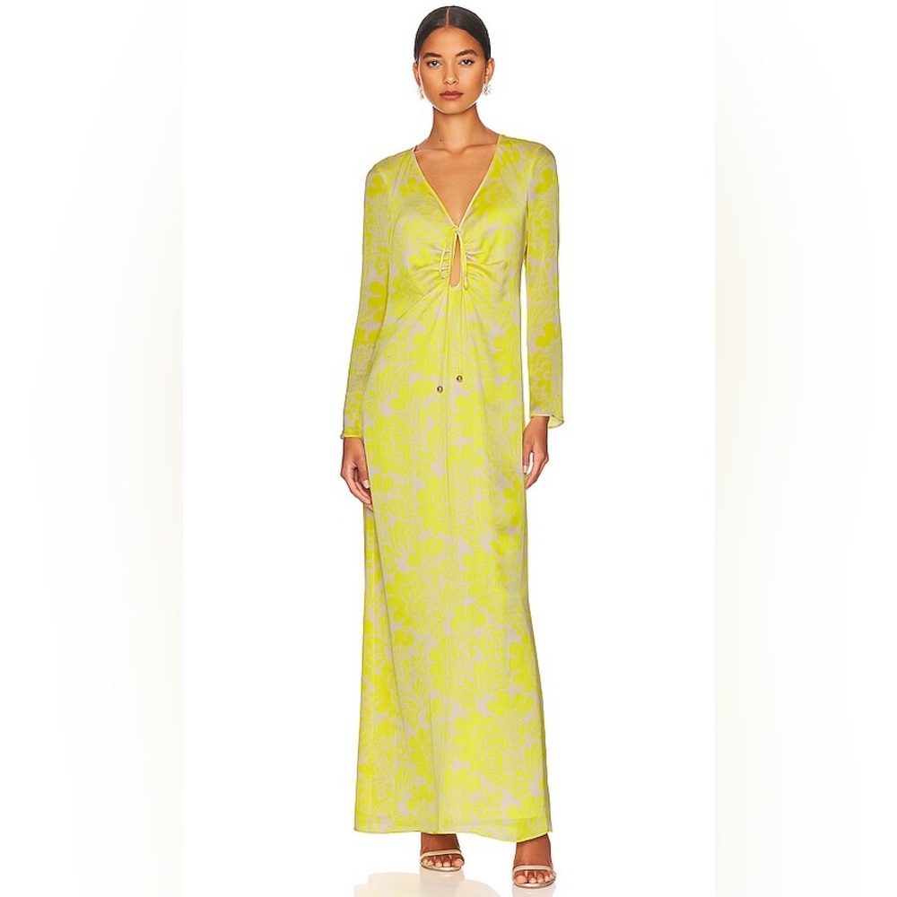 Alexis Elmina Dress in Lemon Begonia size small maxi dress keyhole